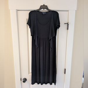 Jones New York Tie Front Short Sleeve Black Dress, Size M